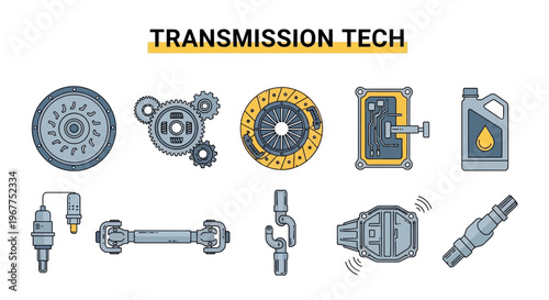 Illustration of ten automotive transmission technology components