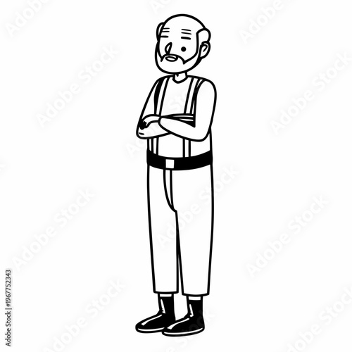 Elderly man with crossed arms. Character constructor for animation. illustration design.
