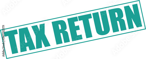 Three dimensional turquoise tax return document with bold letters isolated on transparent background for financial and accounting use