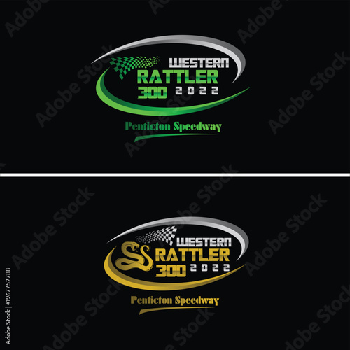 Western Rattler 300 2022 Racing Event Logo at Pendleton Speedway – Vintage Motorsport Emblem Design