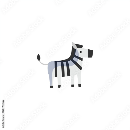 Minimalist Cute Zebra Illustration Flat Design Cartoon Animal Vector