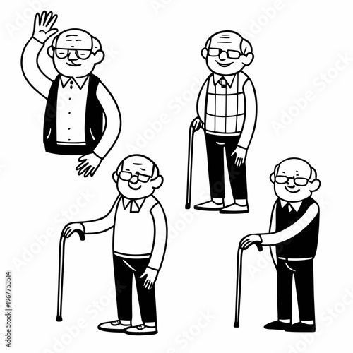 Elderly man with crossed arms. Character constructor for animation. illustration design.
