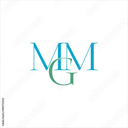 Elegant MG Monogram Logo Design in Blue and Green Minimalist Style
