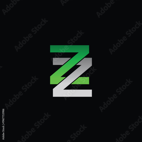 Modern Letter Z Logo Design in Green and White on Black Background, Minimalist Alphabet Branding Icon