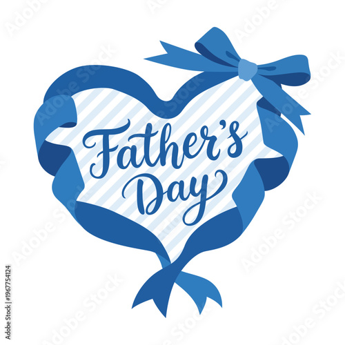 父の日 ロゴ ハート型リボンデザイン Father’s Day タイトル装飾 ベクター