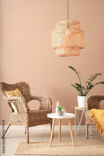 Cozy boho living room inter...