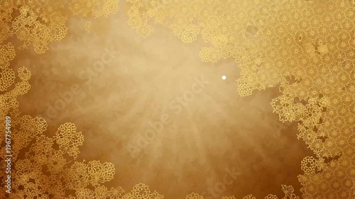 Golden light shining through abstract background.