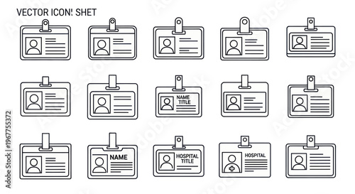 Set of Identity Card Icons, Vector Collection of Badges and Access Passes
