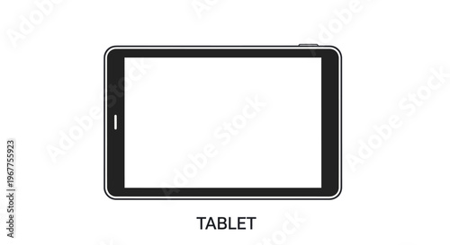 Modern Tablet Computer Icon with Blank Screen, Technology Concept