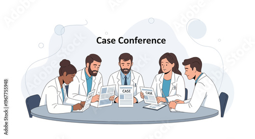 Medical Team Discussing Case Conference at Table