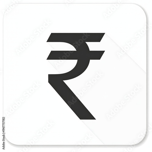 Black INR Rupee Currency Sign on White Background