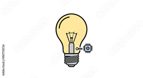 Digital Idea: Lightbulb with Microchip, Symbolizing Innovation and Technology