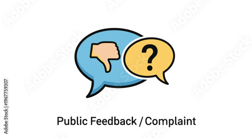 Thumbs Down Feedback and Question Mark in Speech Bubbles Icon