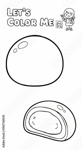 A single colouring page featuring mochi desserts 