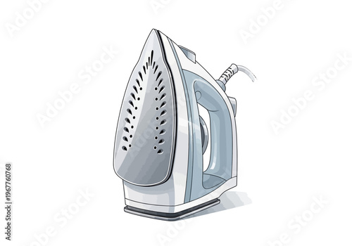 Minimalist Steam Iron Vector Icon with Sleek Design