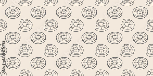 seamless pattern of donut  background vector illustration. pattern with whole and bitten donut illustration