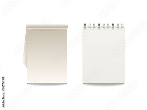 Blank open realistic paper notebook set featuring clean pages and natural shadows ideal for writing presentation mockups education materials and creative stationery design projects