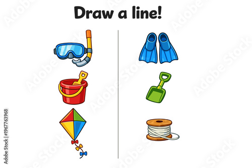 Educational game for children featuring matching items and activities  