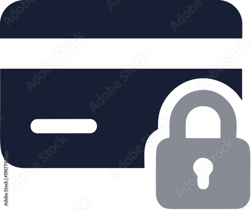 Minimalist Line Credit Card Security Lock Icon Design Illustration