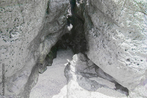 Beautiful view of the rock formations at the entrance to a cave