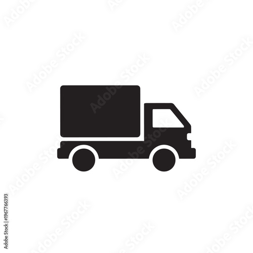 Delivery Truck Icon Flat Black Silhouette Minimal Logo White