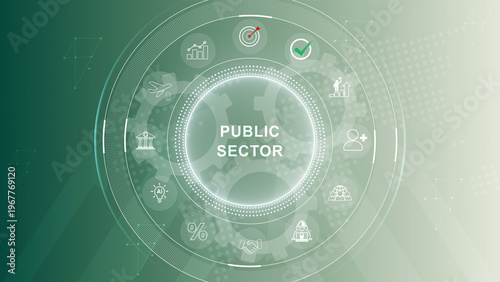 Billede på lærred Public sector concept on the black background