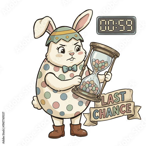 Easter last chance sale countdown with bunny and egg hourglass