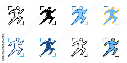 Motion tracking icons set multiple style collection. Editable stroke 
