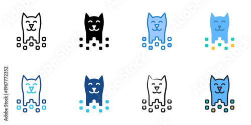 Virtual pets icons set multiple style collection. Editable stroke 
