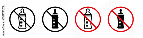 Feeding bottle forbidden icons collection