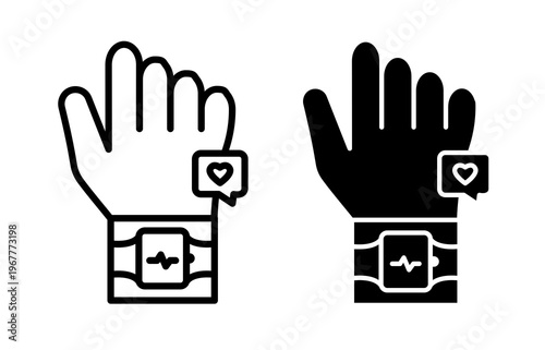 Fitness tracker smart watch icons collection