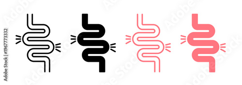 Gut constipation icons collection