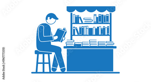 Man sitting reading book outside.