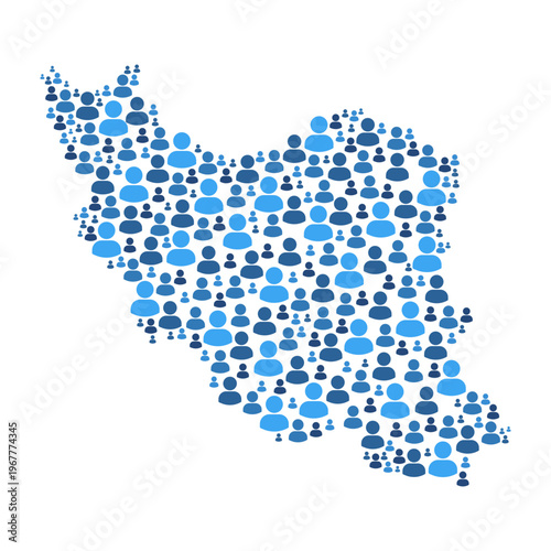Iran map made of people symbol on white background