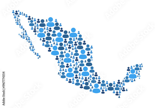 Mexico map made of people symbol on white background