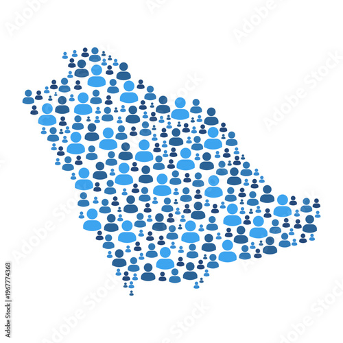 Saudi Arabia map made of people symbol on white background