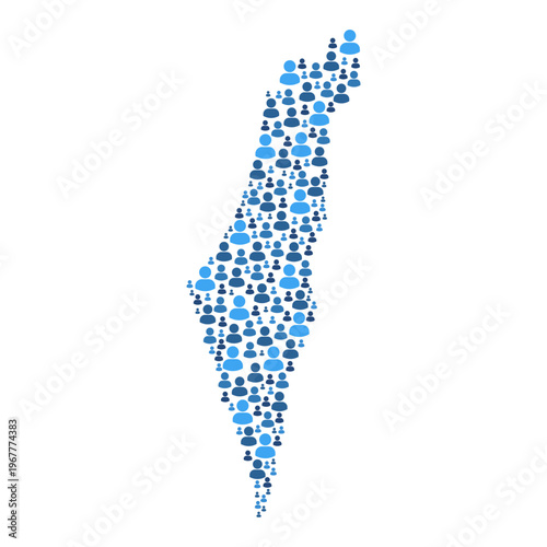 Israel map made of people symbol on white background