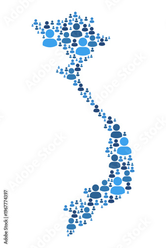 Vietnam map made of people symbol on white background