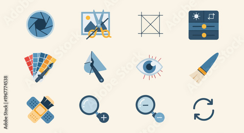 Graphic Design Tools Icons Set - Editing, Photography, Creativity, UI Elements