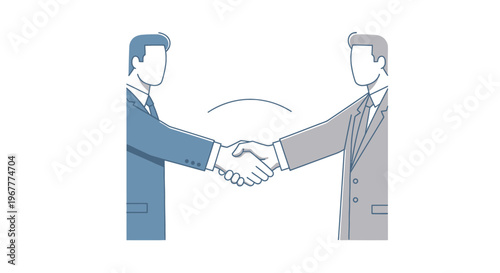 Businessmen shaking hands, illustration of partnership and agreement