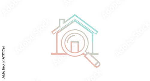House Search Magnifying Glass Icon - Real Estate Exploration Concept