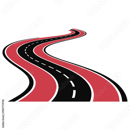 Curving road with dual lanes and a sharp bend ahead