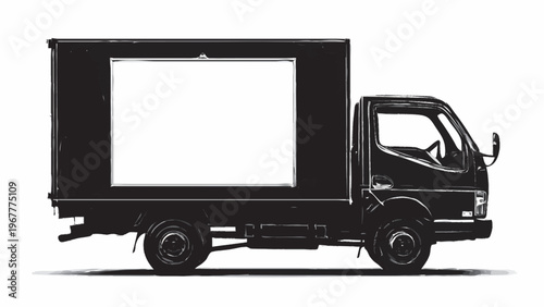 silhueta de caminhao de entrega isolado fundo branco conceito logistica transporte minimalista