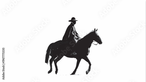 silhueta de homem montado no cavalo isolado fundo branco conceito rural cavaleiro minimalista