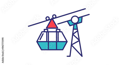 Cable car gondola lift on sky tram line, modern transportation icon
