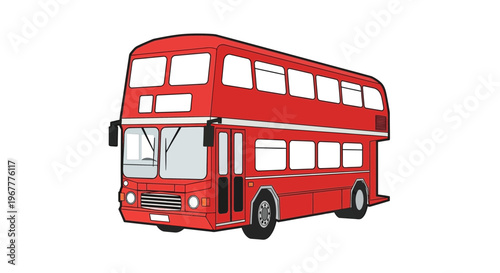 Classic Red Double Decker Bus Vector Illustration