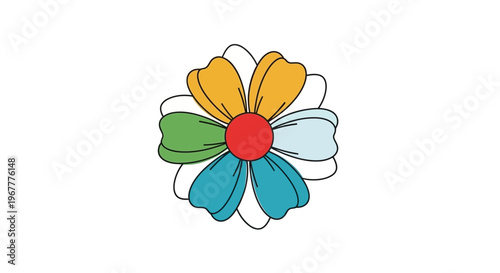 Colorful Abstract Flower Petals Isolated on White Background