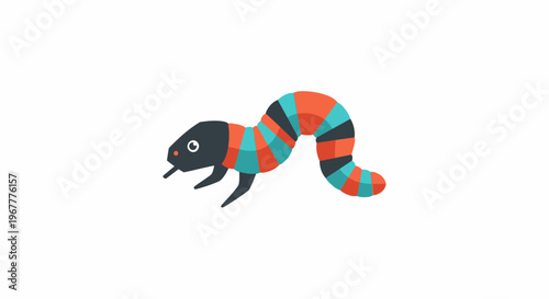Colorful Cartoon Worm Character on White Background