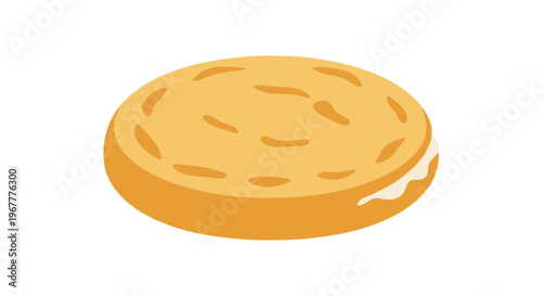 Cream Filled Cookie Round Biscuit Sweet Treat Isolated White Background