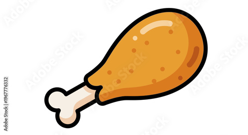 Crispy Fried Chicken Leg Icon Isolated on White Background, Delicious Food Concept